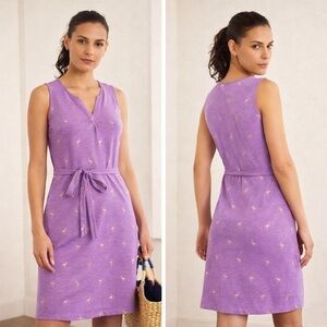 Boden Vanessa Flamingo Jersey Sheath Dress Purple Gold Size 4